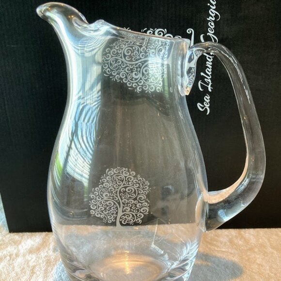 Tall Glass Pitcher Sea Island Resort GA + 2 Glasses Iced Tea Water New Gift Box - Picture 4 of 14